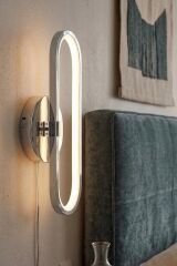 Reyes Model Krom Led Duvar Aplik, Elektrikli 3 Renk Yanabilen Power Led Aplik, İç Mekan Modern Aydınlatma