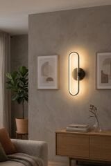 Reyes Model Siyah Led Duvar Aplik, Elektrikli 3 Renk Yanabilen Power Led Aplik, İç Mekan Modern Aydınlatma