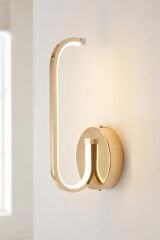 Dekoratif Belen Gold Led Duvar Aplik, Elektrikli 3 Renk Yanabilen Power Led Aplik, İç Mekan Modern Aydınlatma