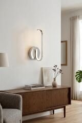 Dekoratif Belen Krom Led Duvar Aplik, Elektrikli 3 Renk Yanabilen Power Led Aplik, İç Mekan Modern Aydınlatma