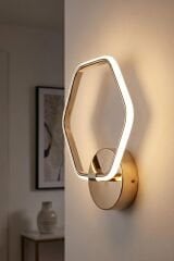 Patra Gold Led Duvar Aplik, Elektrikli 3 Renk Yanabilen Power Led Aplik, İç Mekan Modern Aydınlatma