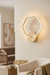 Patra Gold Led Duvar Aplik, Elektrikli 3 Renk Yanabilen Power Led Aplik, İç Mekan Modern Aydınlatma