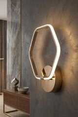 Patra Gold Led Duvar Aplik, Elektrikli 3 Renk Yanabilen Power Led Aplik, İç Mekan Modern Aydınlatma