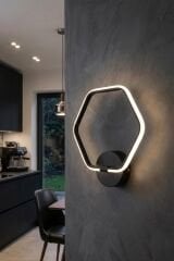 Patra Siyah Led Duvar Aplik, Elektrikli 3 Renk Yanabilen Power Led Aplik, İç Mekan Modern Aydınlatma