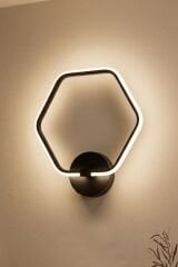 Patra Siyah Led Duvar Aplik, Elektrikli 3 Renk Yanabilen Power Led Aplik, İç Mekan Modern Aydınlatma