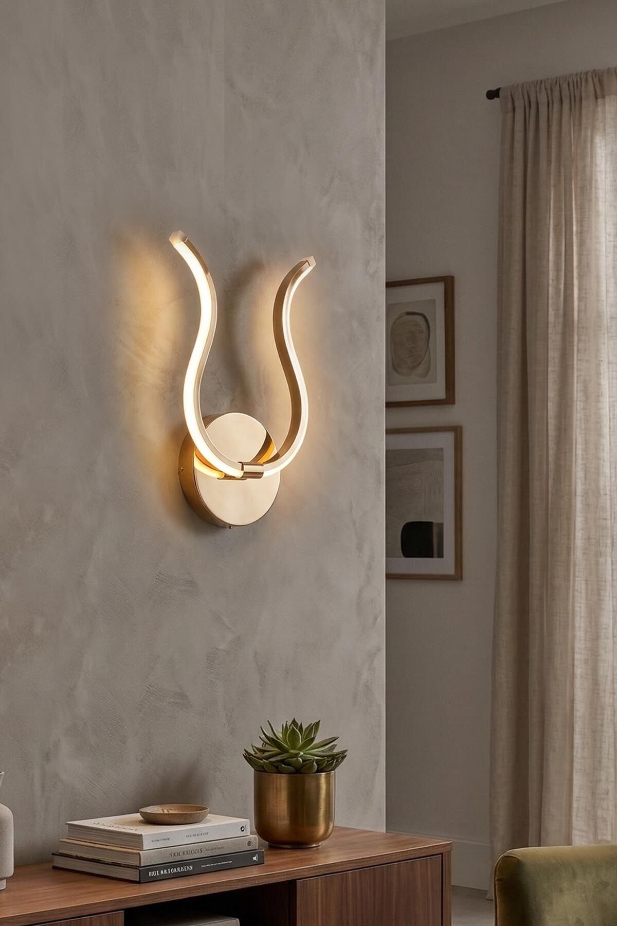 Dekoratif Gold Tarma Led Duvar Aplik, Elektrikli 3 Renk Yanabilen Power Led Aplik, İç Mekan Modern Aydınlatma