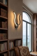 Dekoratif Siyah Tarma Led Duvar Aplik, Elektrikli 3 Renk Yanabilen Power Led Aplik, İç Mekan Modern Aydınlatma