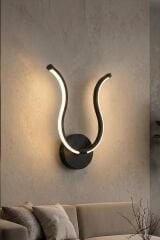 Dekoratif Siyah Tarma Led Duvar Aplik, Elektrikli 3 Renk Yanabilen Power Led Aplik, İç Mekan Modern Aydınlatma